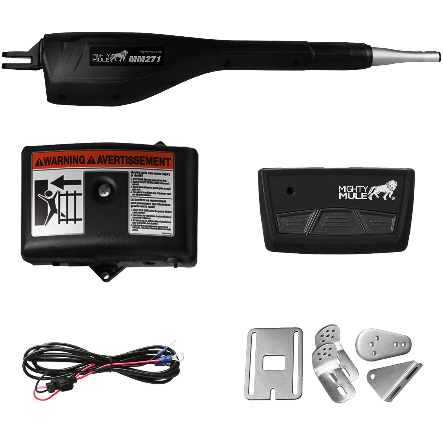 Mighty Mule 12-ft Single Swing Universal Battery Driveway Gate Opener Kit (Solar Compatible)