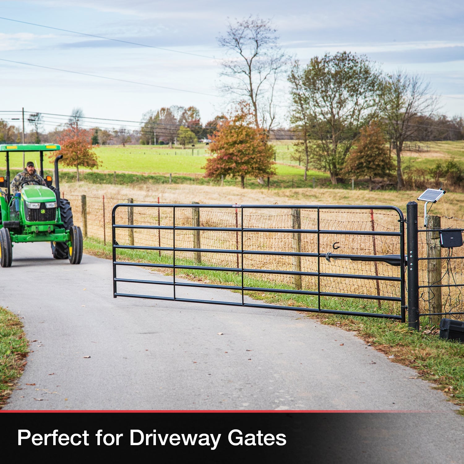 Mighty Mule 12-ft Single Swing Universal Battery Driveway Gate Opener Kit (Solar Compatible)