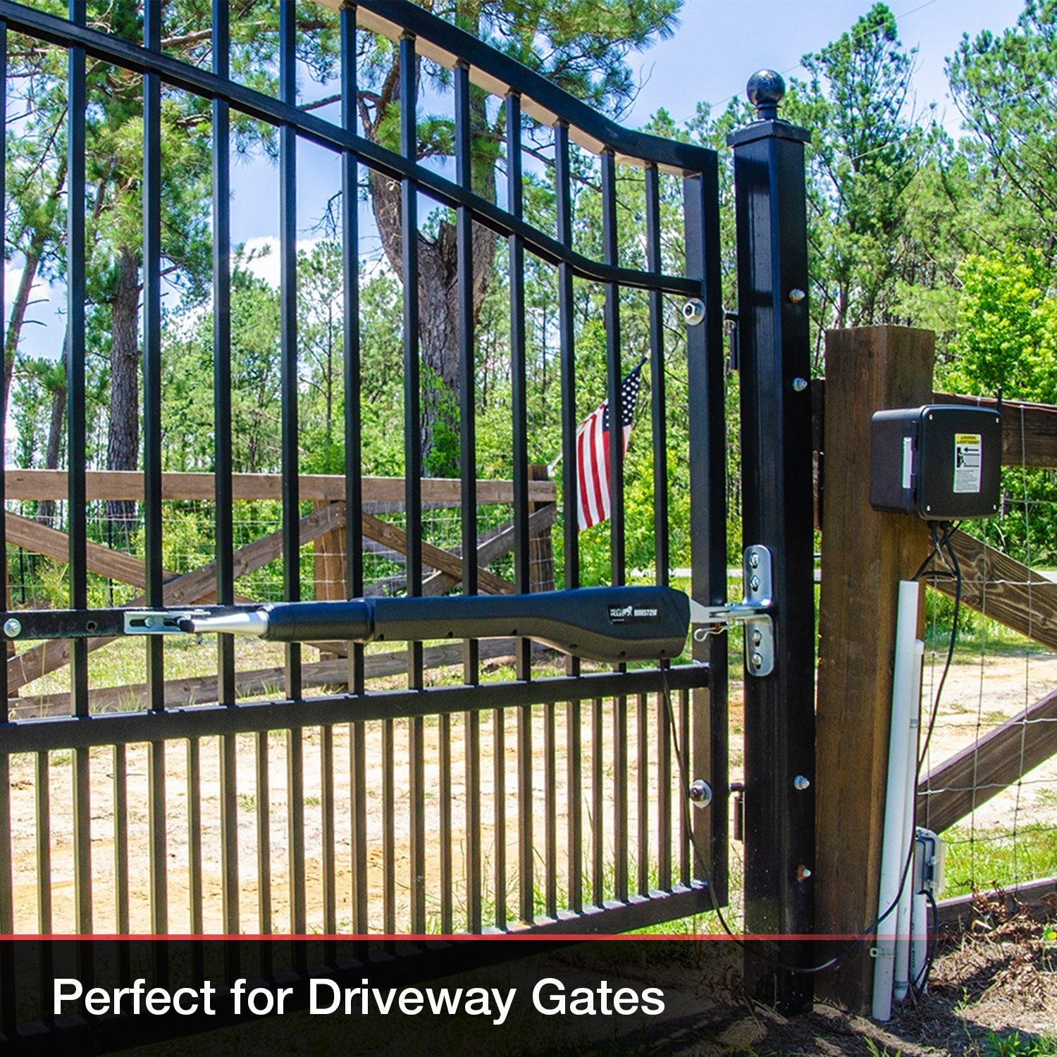 Mighty Mule 18-ft Dual Swing Universal Battery Driveway Gate Opener Kit (Solar Compatible)